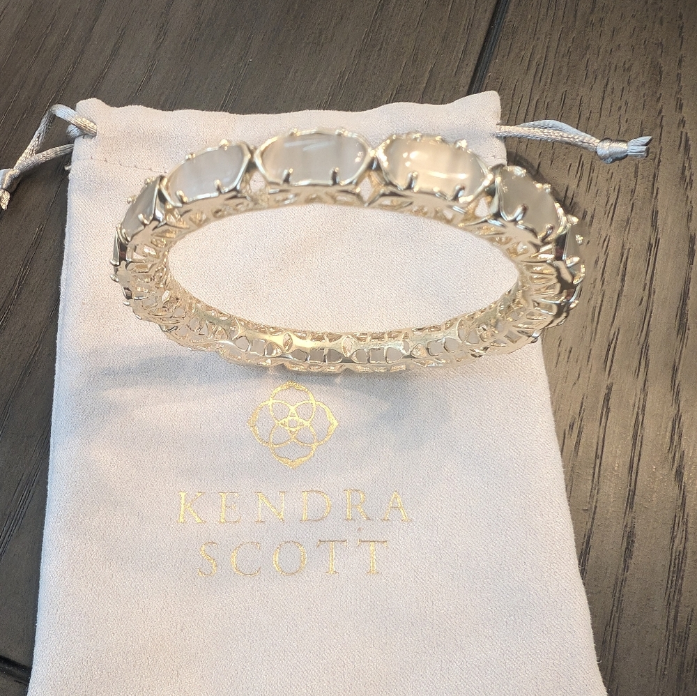 Kendra Scott Bangle Bracelet Gold Filigree and Gray cat eye